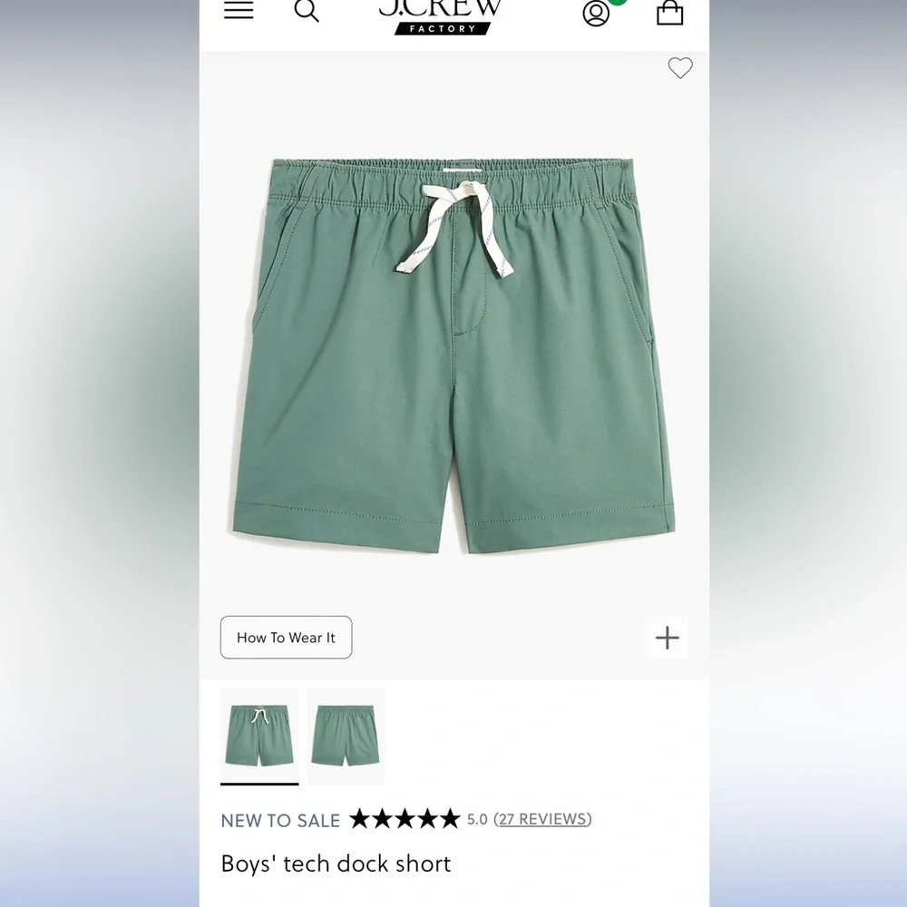 New Crewcuts Tech Dock Shorts in‎ Pale Spinach size 7 F
